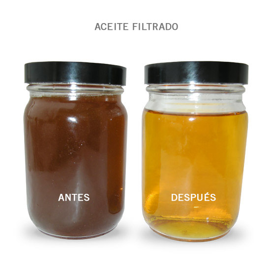 Aceite de fritura filtrado: antes y después