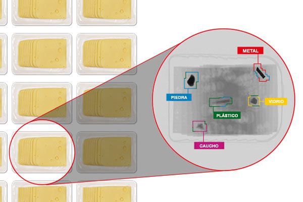 Radiografía de queso en rodajas